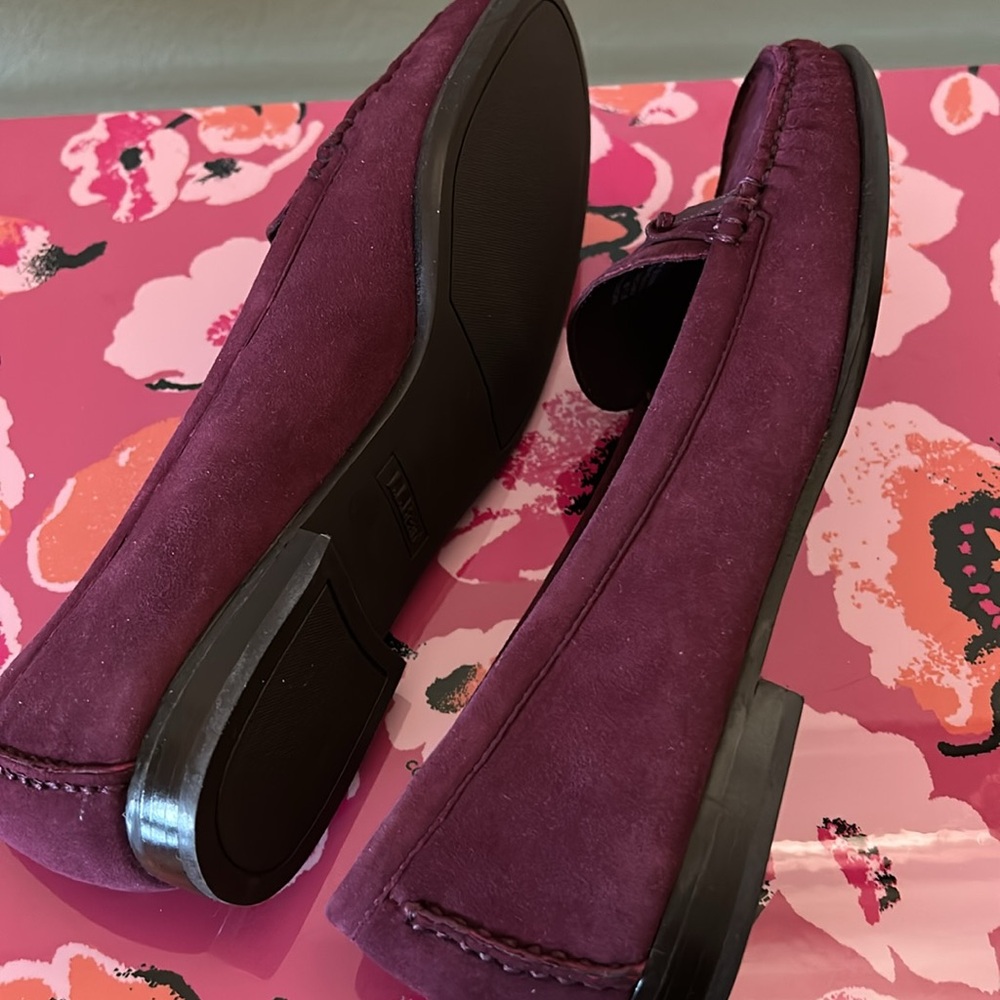 LL Bean Suede Moccasin Loafer Flats Port Color size 8.5 NIB - Picture 6 of 11
